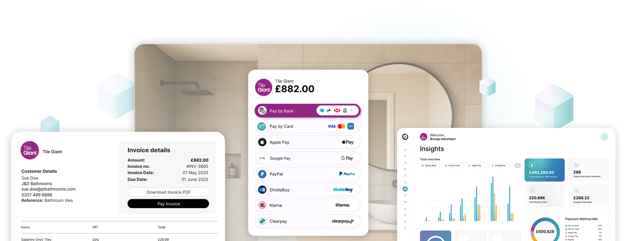 Take payments, send invoices, manage your checkout and reconciliation