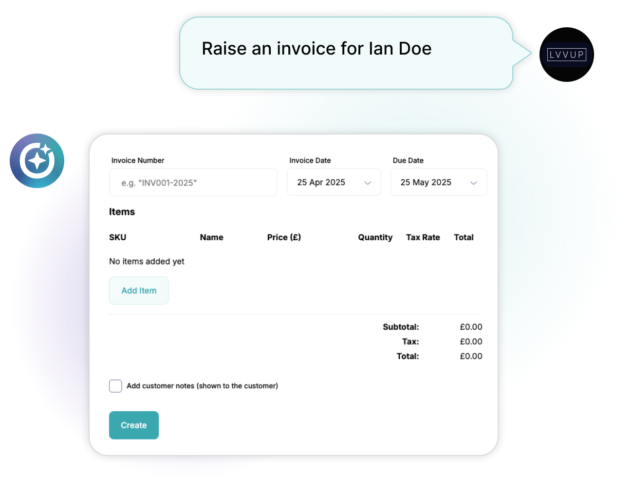 Ask Rvvup Copilot to raise an invoice